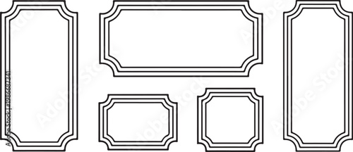 Ornate vintage frame borders set with elegant black line contours for certificates invitations and classic decorative stationary.