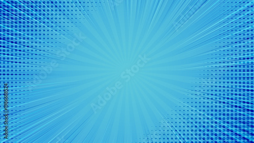 Blue comic book background. Comic book halftone background.