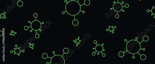 Dark green, yellow vector template with flu signs. Smart illustration with covid signs in decorative style. Design for biohazard warning.