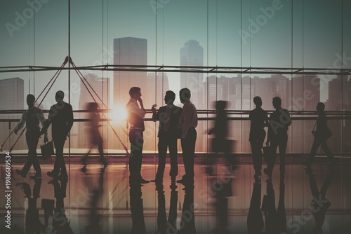 Bilde på lerret Busy business people walking and discussing