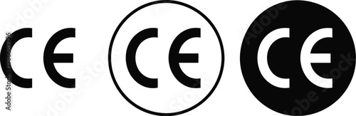Konstfotografi CE marking symbol set, vector collection in various styles and colors for product compliance certification labeling and European conformity design