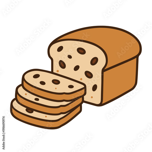 Cute Cartoon Sliced Bread Loaf with Cookies and Biscuits for Bakery and Food