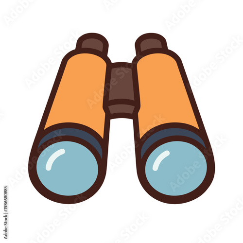 Cute Cartoon Orange Binoculars with Blue Lenses for Exploration and Adventure