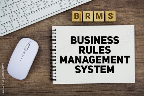 Canvas Print BRMS Business Rules Management System message with keyboard and optical mouse on