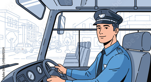 Bus Driver Operating Vehicle Safely.