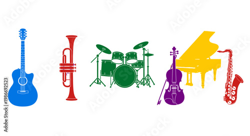 Musical Instruments Colorful Icon Set 1.