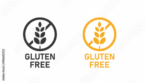 Gluten free icon logo with wheat leaves in circle for allergen awareness and diet labeling featuring nutrition, healthy eating, food safety with