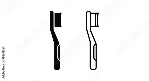 Two black and white toothbrushes displayed side by side in a simple illustration