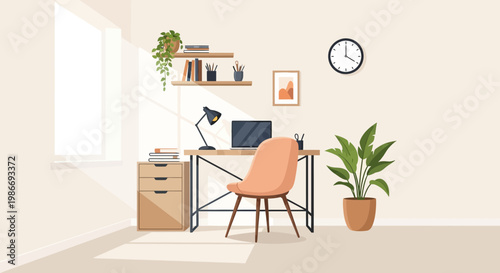 Woman sitting at desk with laptop.