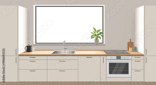 Modern kitchen sink and oven setup.