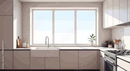 Modern kitchen sink and faucet area.