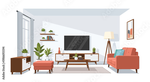 Modern living room furniture set interior.