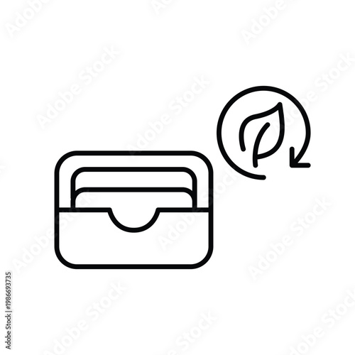Online card wallet, leaf and renew arrow. Eco finances and environmental friendly banking. Pixel perfect, editable stroke vector icon