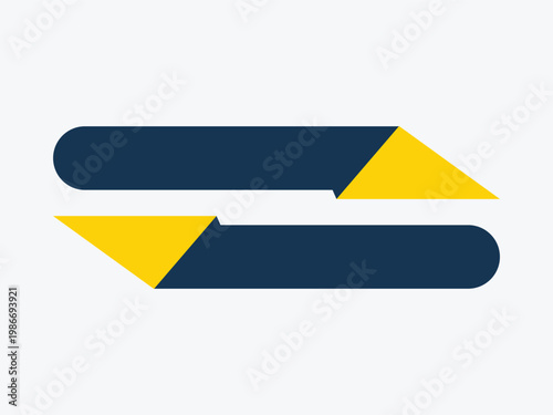 Two dark blue and yellow abstract shapes facing each other.