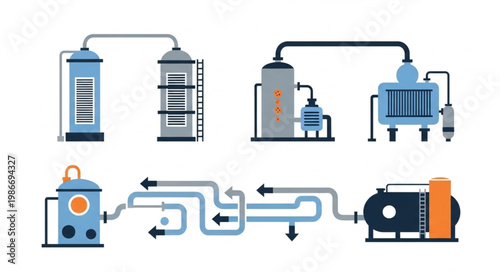 Chemical Plant Illustration - Industrial Process and Equipment Design.
