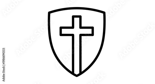 Religious symbol shield icon representing faith and protection concept