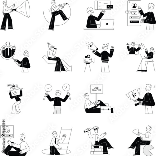 Collection of Career Development Doodle Style Illustrations 
