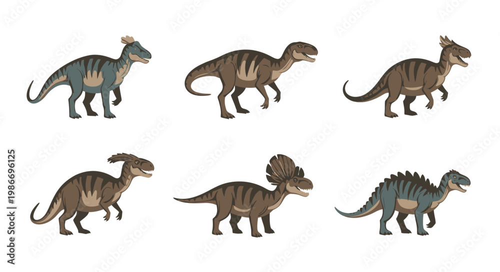 Obraz premium Group of toy dinosaurs walking together.