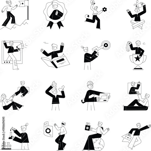 Set of Career Opportunity Doodle Style Illustrations 
