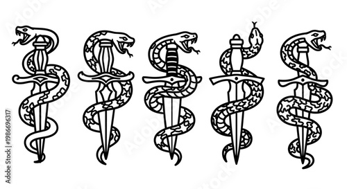 Snake wrapped around a dagger sword.