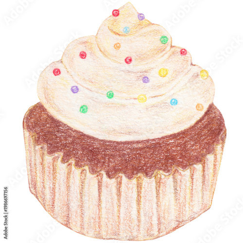 Watercolor Sprinkles Cupcake, Hand-drawn Pride Month Bakery Dessert Illustration