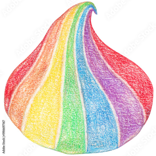 Rainbow meringue kisses, Pride Month dessert watercolor painting