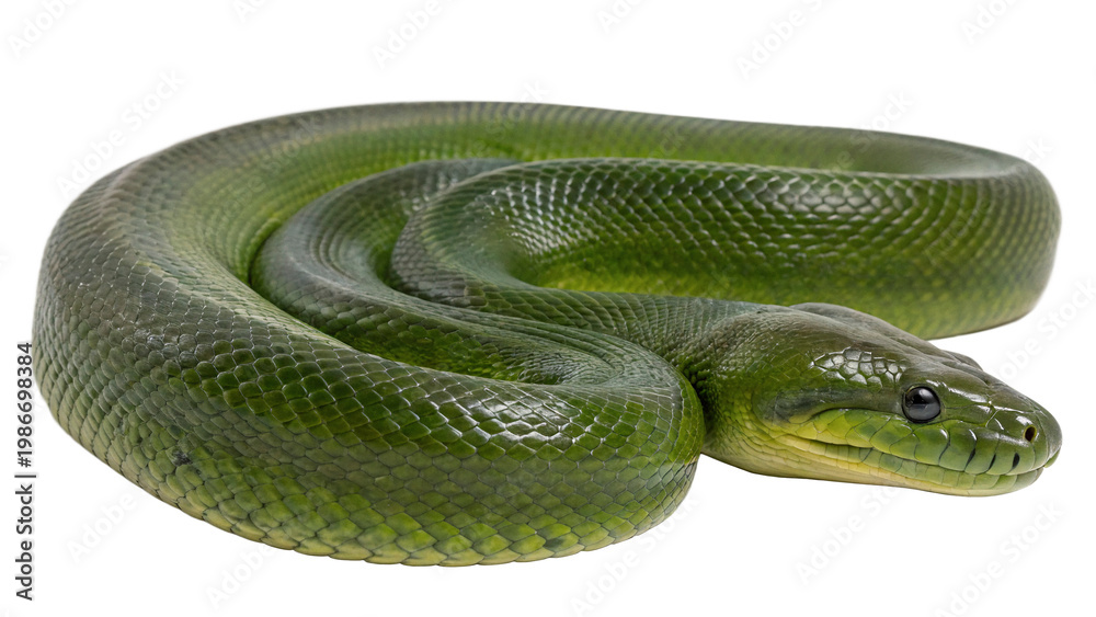 Obraz premium Green anakonda snake isolated on transparent background