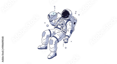 Astronaut in Space Suit Floating.