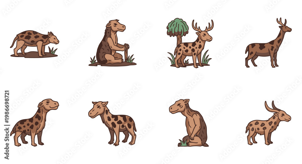Obraz premium Deer and giraffe animal cartoon characters.
