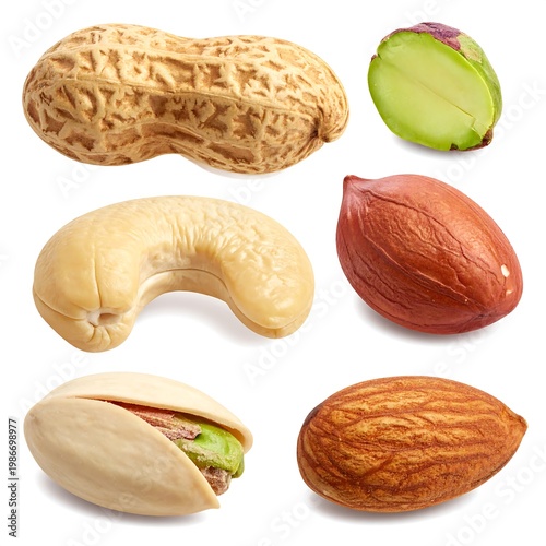Assortment of nuts including peanuts, cashews, almonds and pistachios