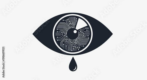 Black eye with tear drop falling.