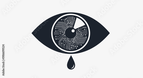 Black eye with tear drop falling.