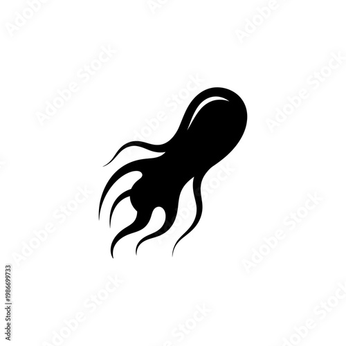 Black silhouette of an octopus tentacles.