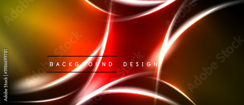 Dynamic abstract lines, vibrant colors, red glow. Modern design element for backgrounds, presentations. Smooth curves create energy.