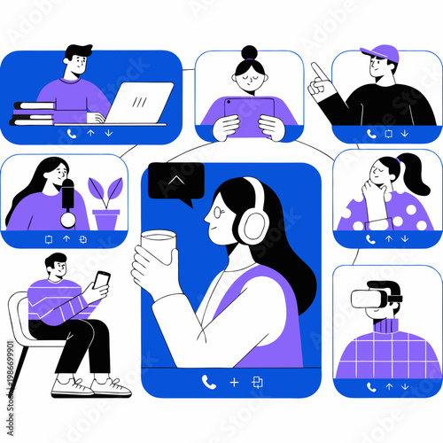 Team Video Conference Illustration