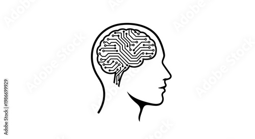 Brain Inside Human Head Profile View.