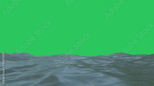 3D Ocean Waves Gently Flowing on Green Screen Background Seamless Motion