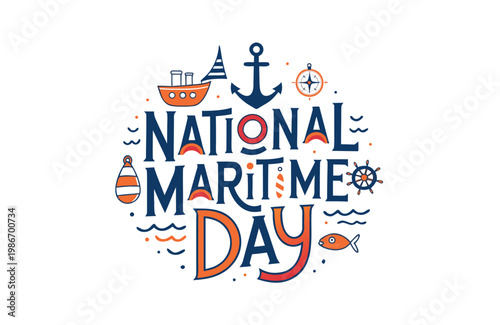 National Maritime Day Vector Illustration, Shipping and Seafarers Celebration Design