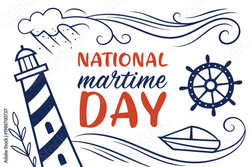NATIONAL MARITIME DAY vector illustration isolated on white background