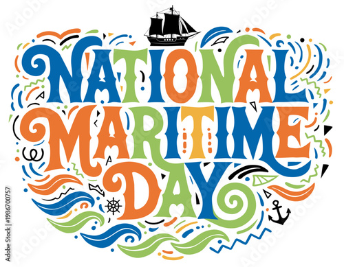 National Maritime Day Cartoon Vector Art, Ocean Shipping Industry Isolated on White