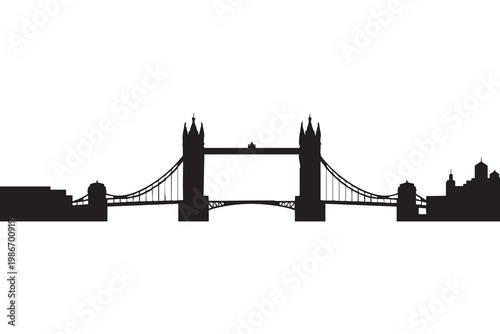 Foto Tower Bridge London Line Art Vector | Minimal Outline Landmark Icon Set