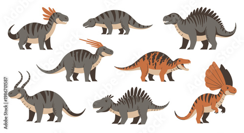 Collection of various dinosaur toys.