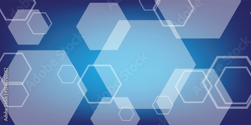 Vector blue gradient background with floating hexagons, crisp hexagon shapes and scalable clean detail, eps10