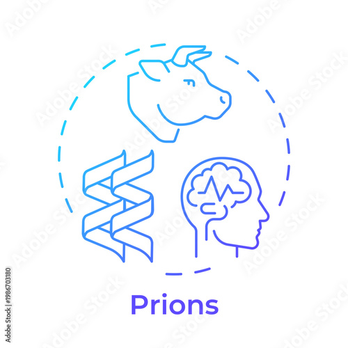 Prions blue gradient concept icon. Infectious proteins, neurodegenerative diseases. Genetic material. Round shape line illustration. Abstract idea. Graphic design. Easy to use in brochure, article