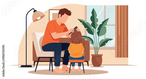 Father and son bonding while playing together in a cozy living room setting