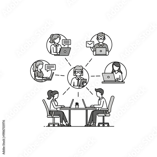 Business People Working on Computers Together.