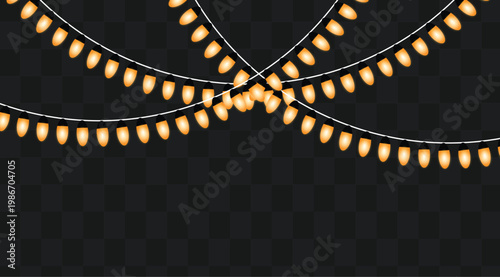 String lights on transparent background for decoration and ambiance vector graphic