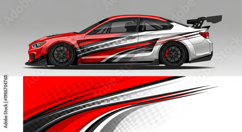 Modern Sports Car with Dynamic Racing Livery Design.
