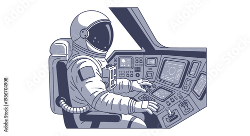 Astronaut in Space Suit Sitting.