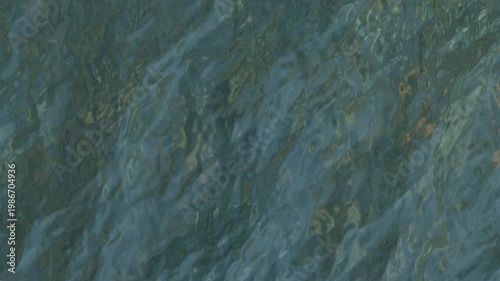 Top View 3D Ocean Surface Waves Flowing Gently on Green Screen Background